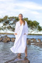 Front view of Zokkibee Vacanza oversized dress with relaxed fit and casual style