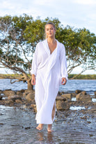 Front view of Zokkibee Vacanza oversized dress with relaxed fit and casual style