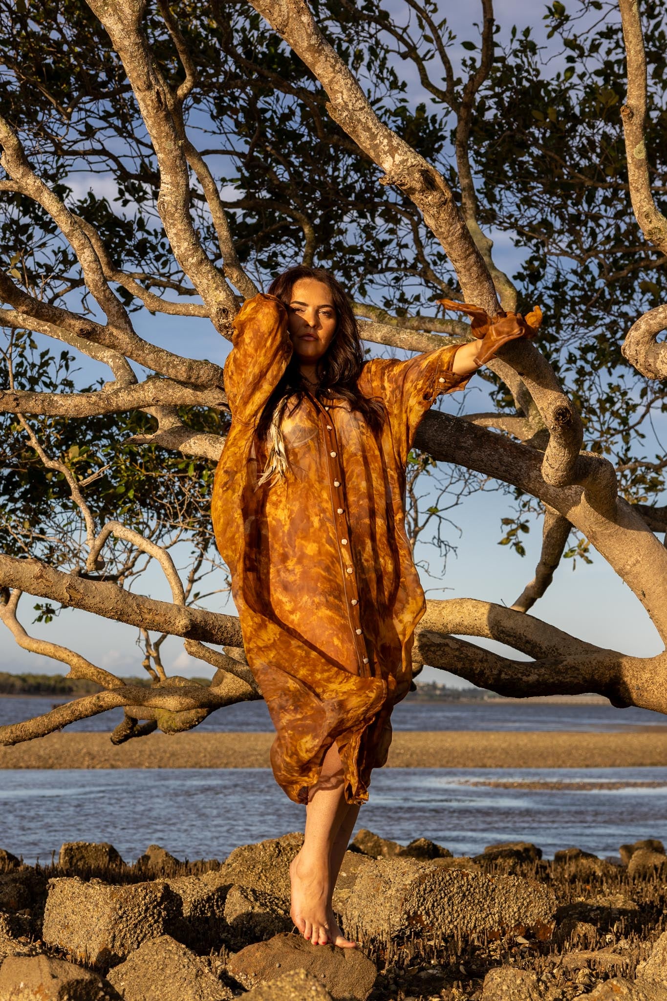 Amber Silk Duster Coat