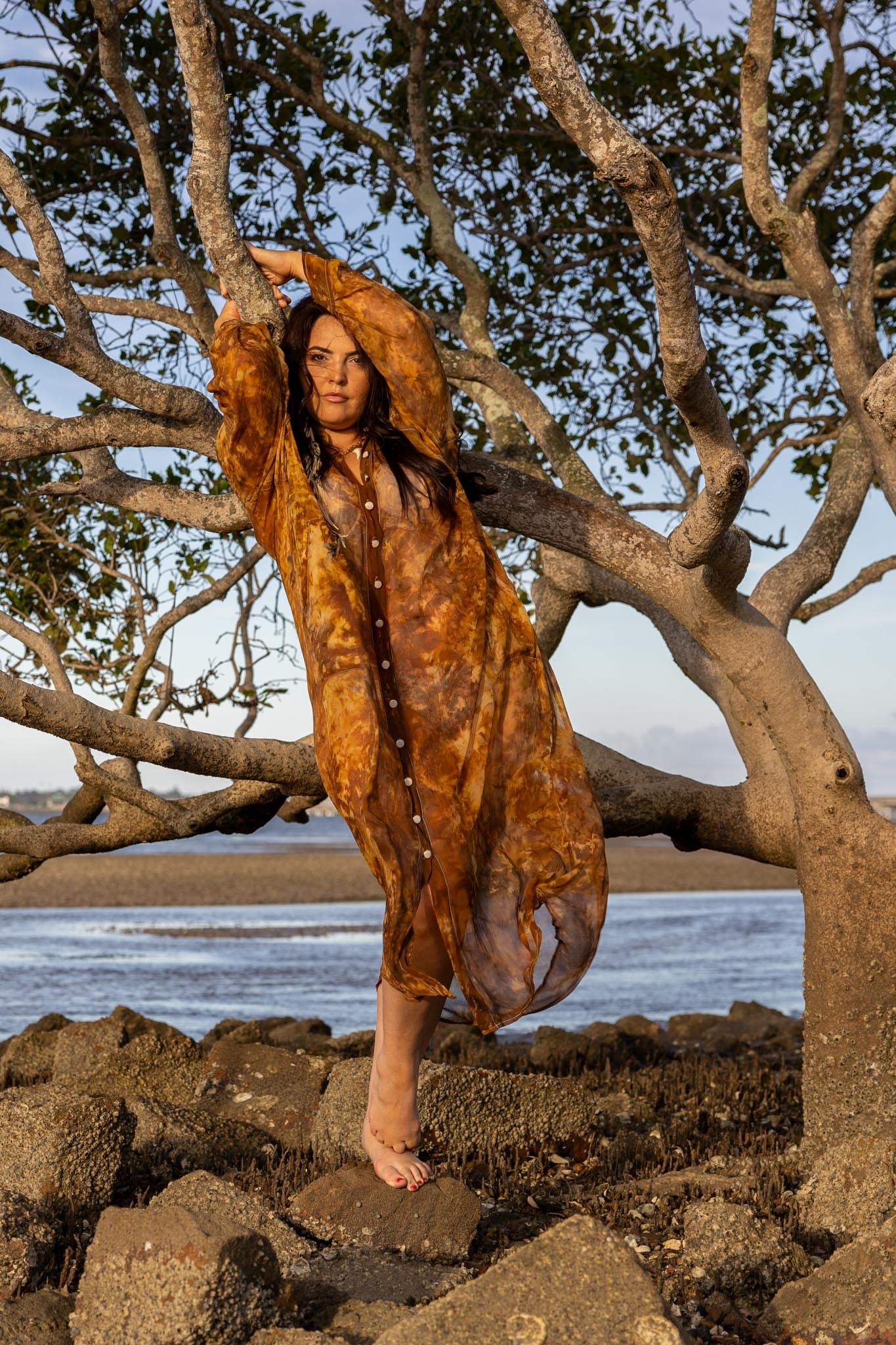 Amber Silk Duster Coat