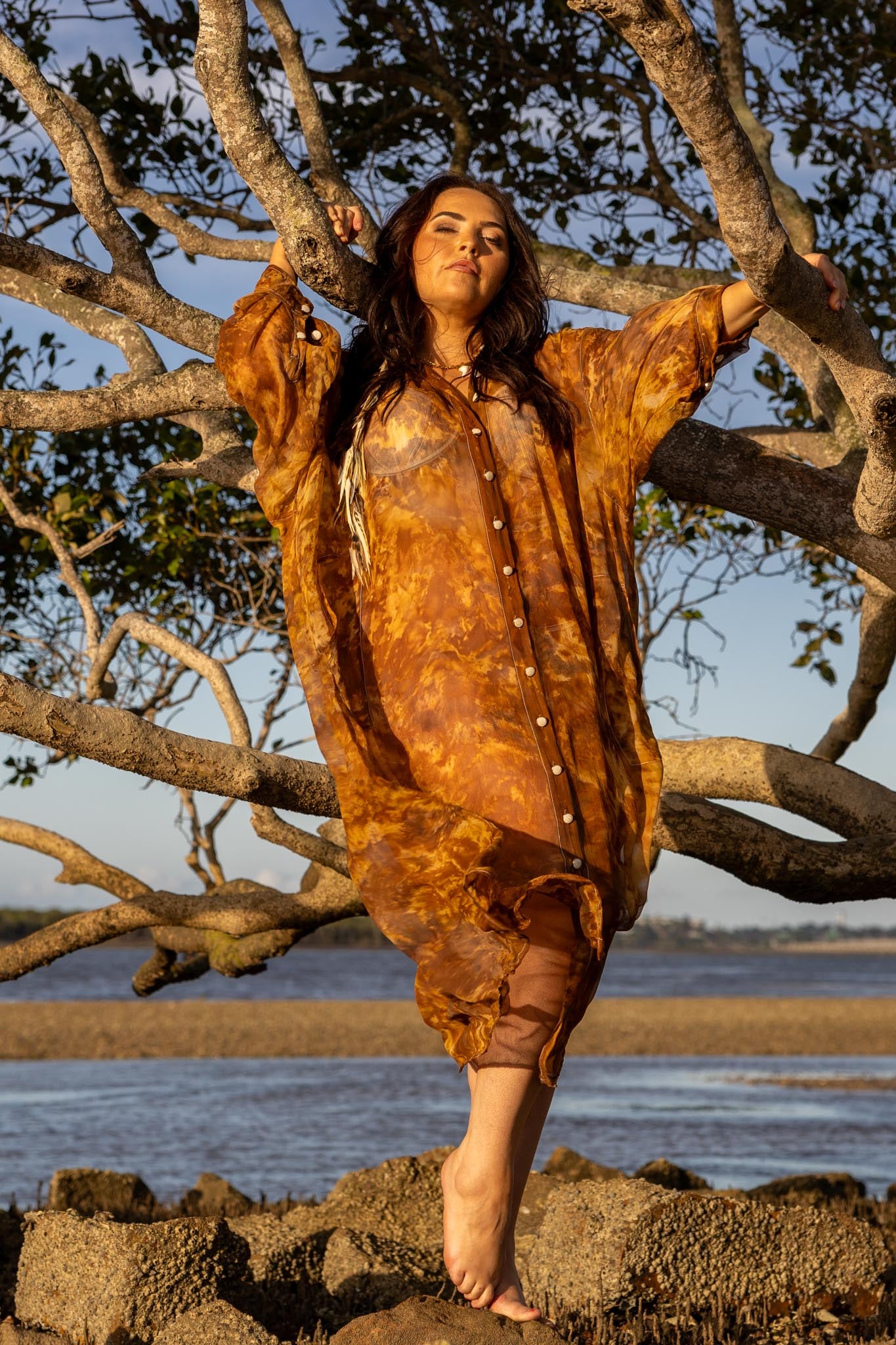 Amber Silk Duster Coat