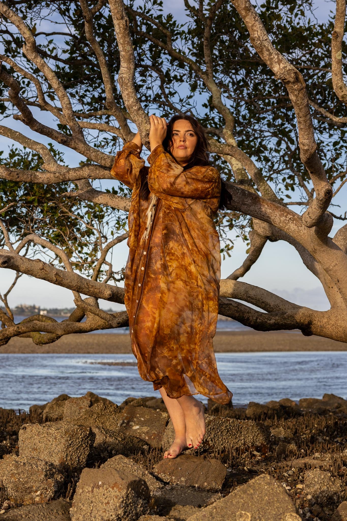 Amber Silk Duster Coat