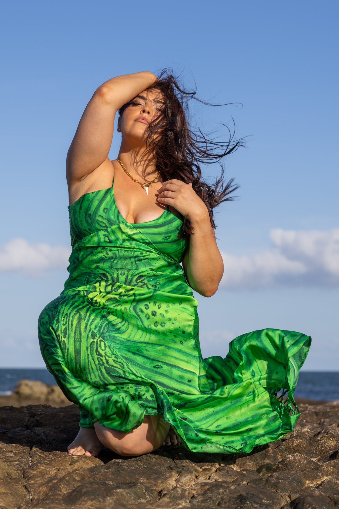 Aztec Emerald Slip Dress