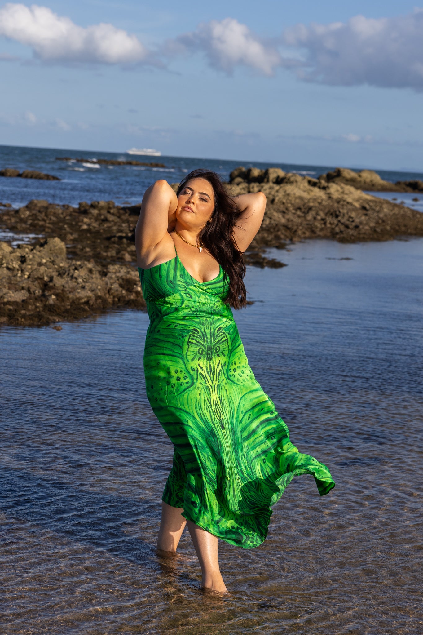 Aztec Emerald Slip Dress