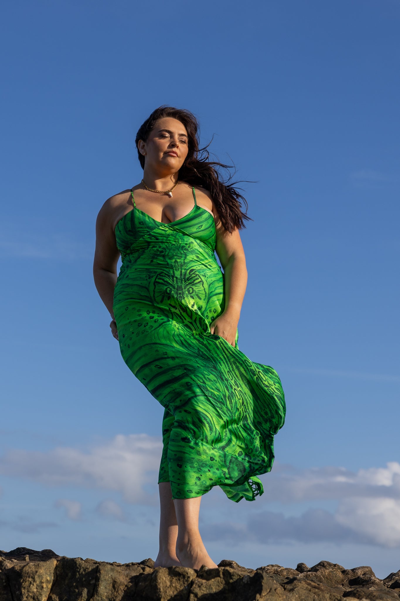 Aztec Emerald Slip Dress