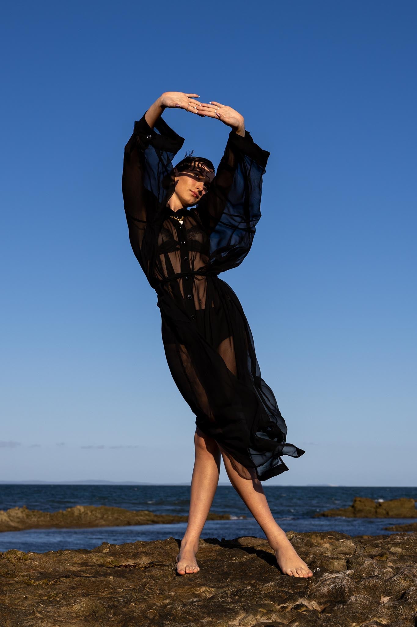 Obsidian Silk Duster Coat