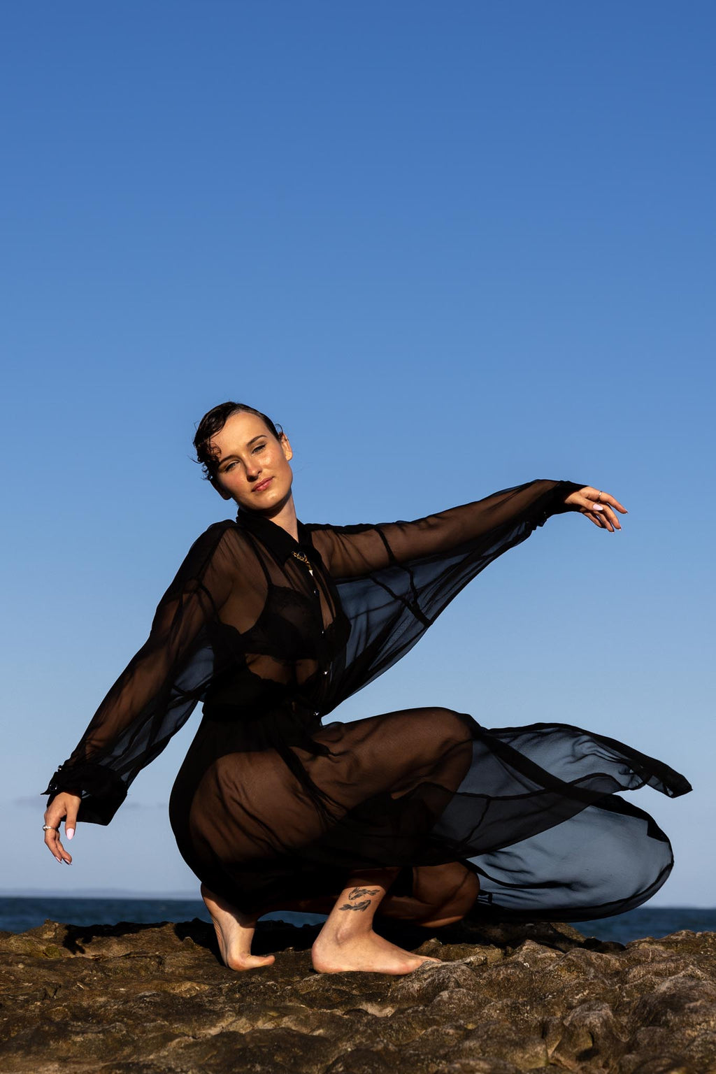 Obsidian Silk Duster Coat
