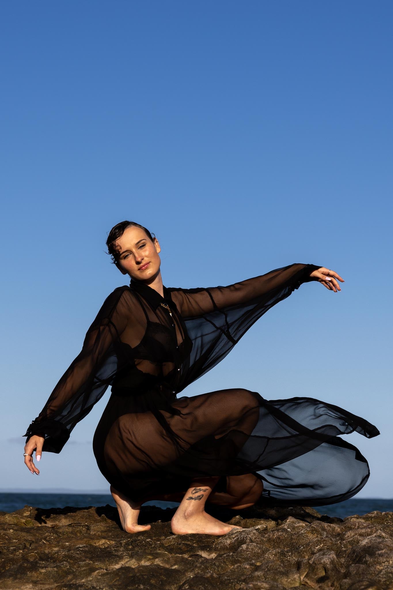 Obsidian Silk Duster Coat