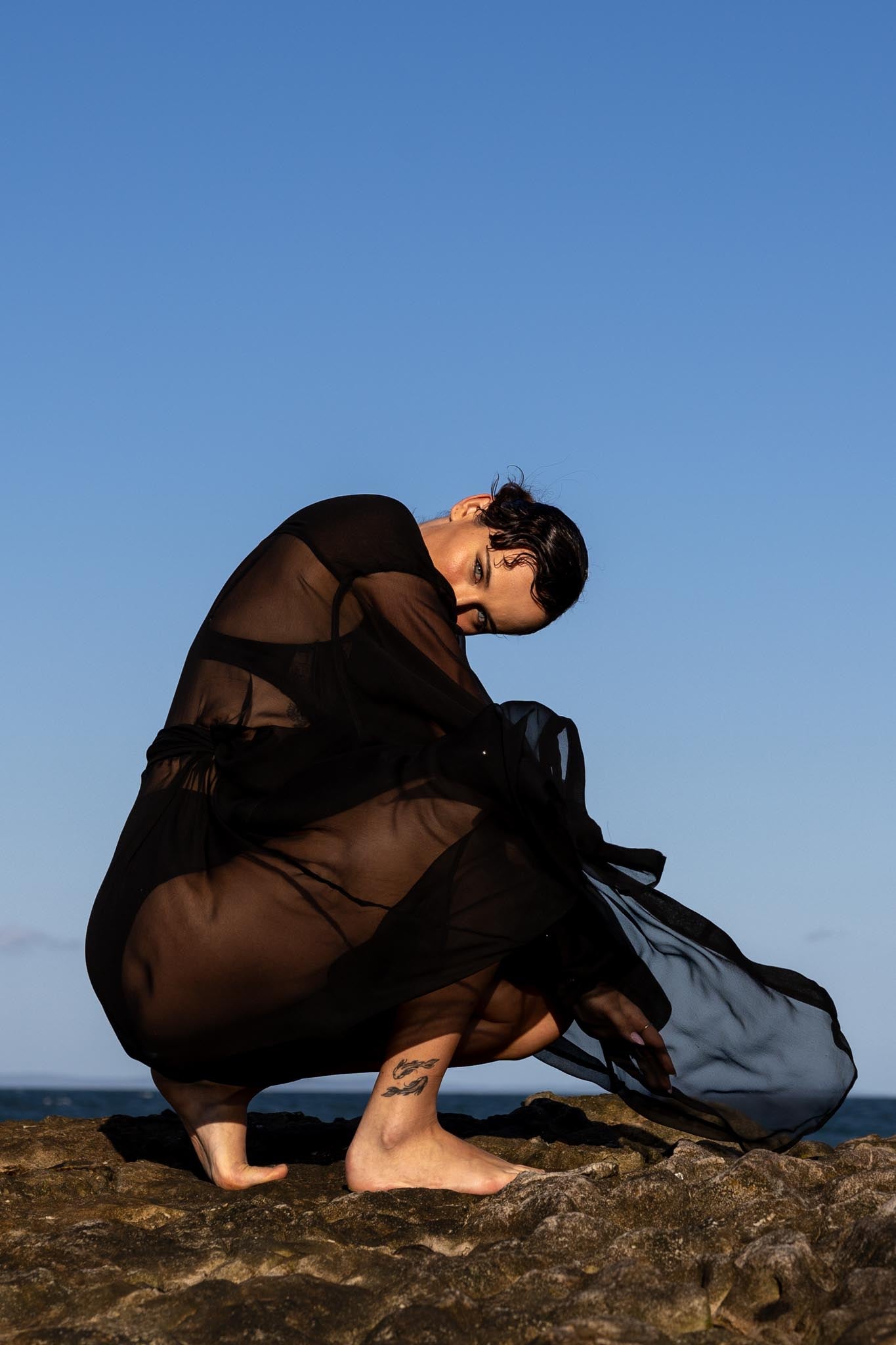 Obsidian Silk Duster Coat