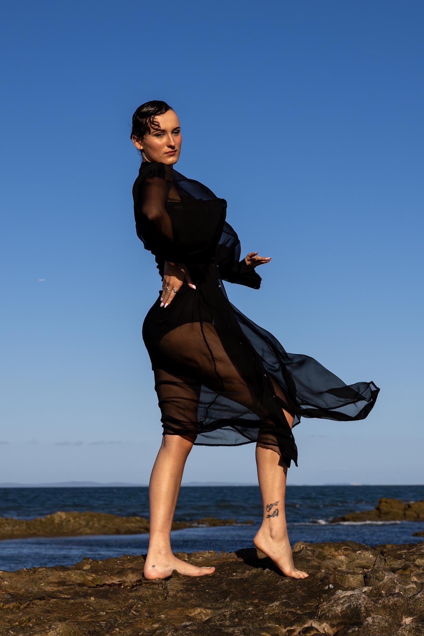 Obsidian Silk Duster Coat