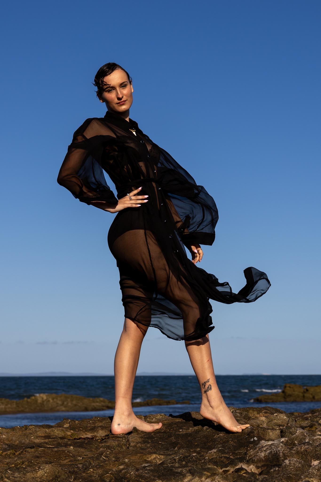 Obsidian Silk Duster Coat