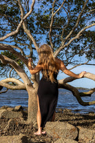 Back view of Bella crop top in cotton showing fitted style and soft fabric