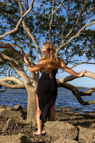 Back view of Bella crop top in cotton showing fitted style and soft fabric