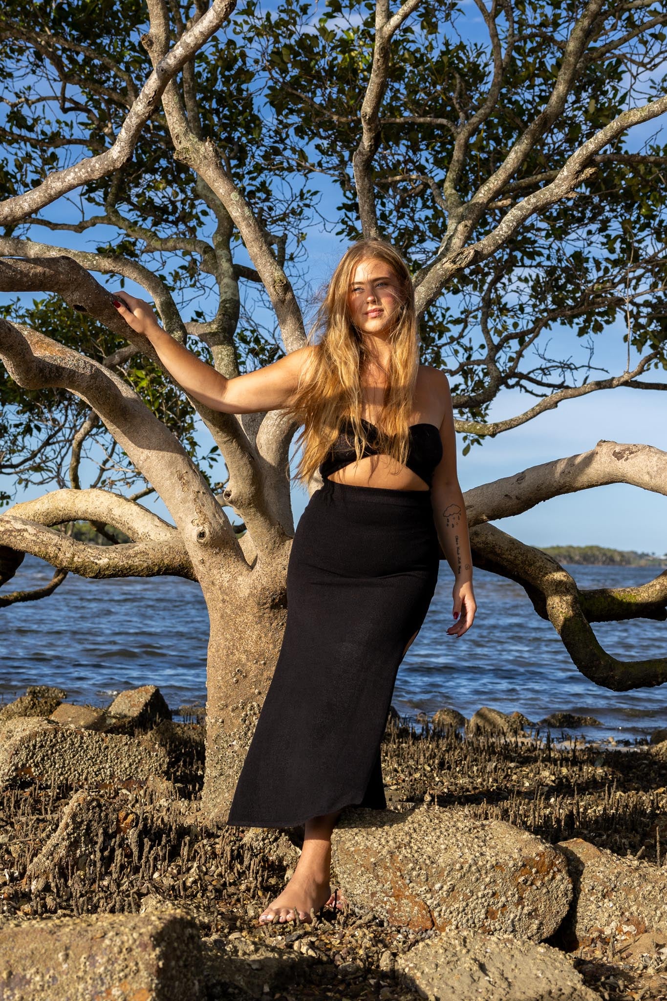 Front view of Zokkibee Bella cotton crop top with classic cropped silhouette