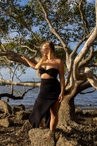 Front view of Zokkibee Bella cotton crop top with classic cropped silhouette