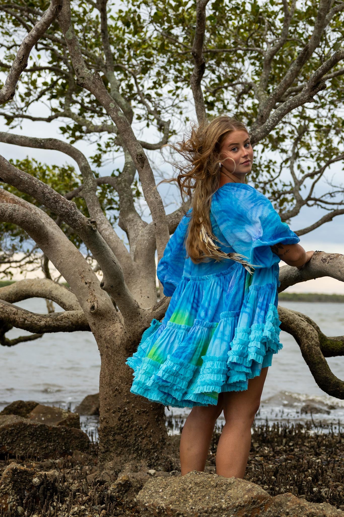 Blue Tiger Mini Dress