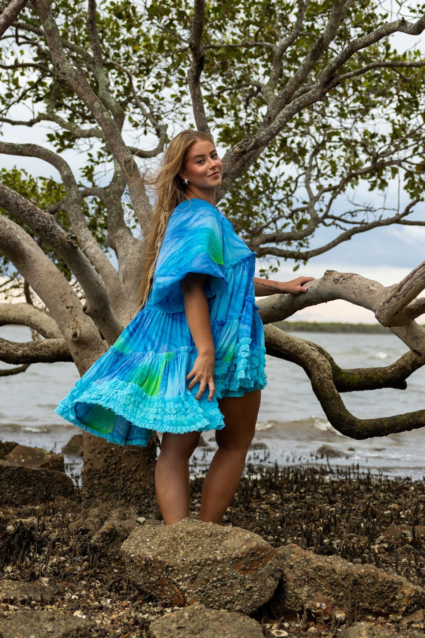 Blue Tiger Mini Dress