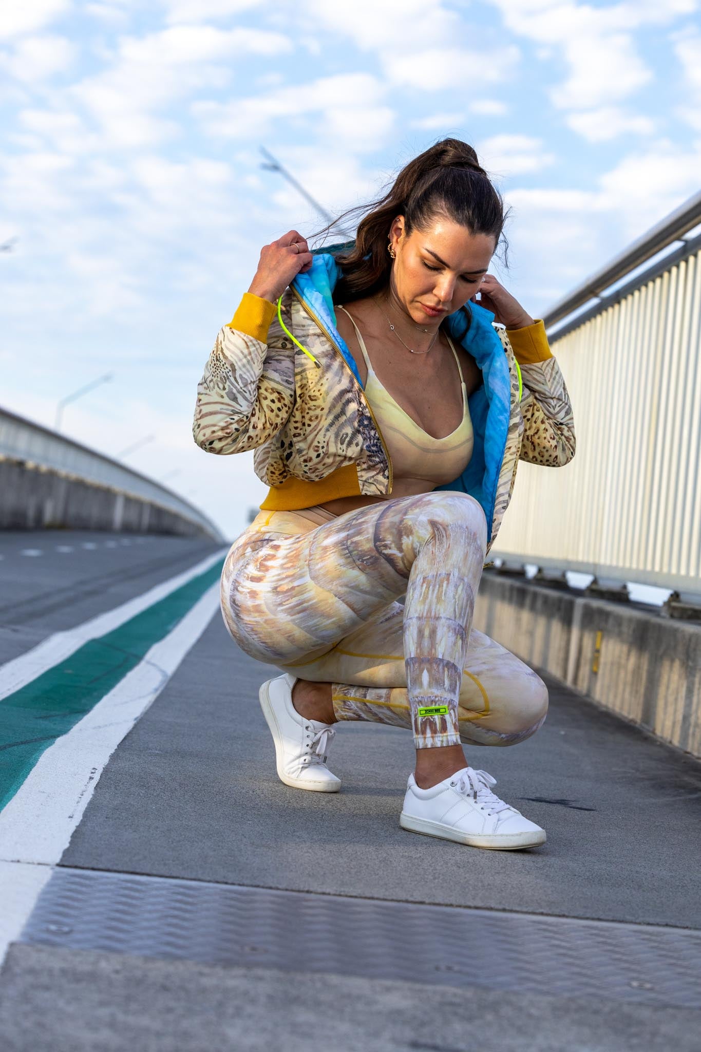 Side angle of Zokkibee tiger jacket highlighting statement print and modern silhouette